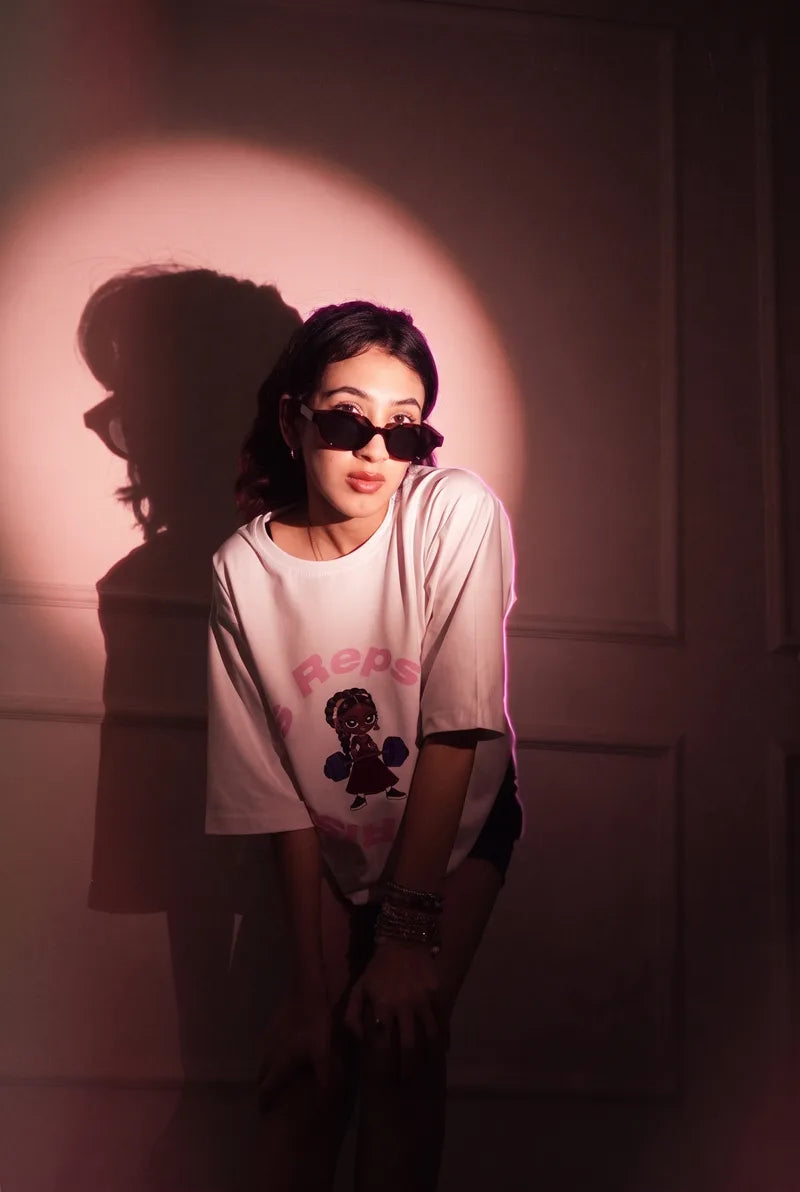 Reps Over Rishtas / Chalk tee. Heavy cotton that holds its shape.
